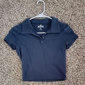 Hollister Women's Navy Blue Polo Top